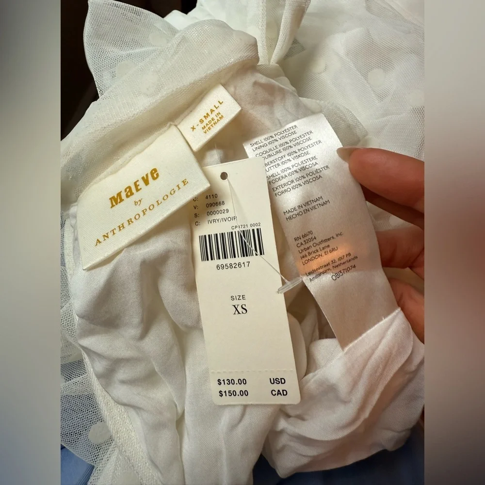 NWT Anthro Maeve Tulle Tie-Neck Blouse - Picture 8 of 8